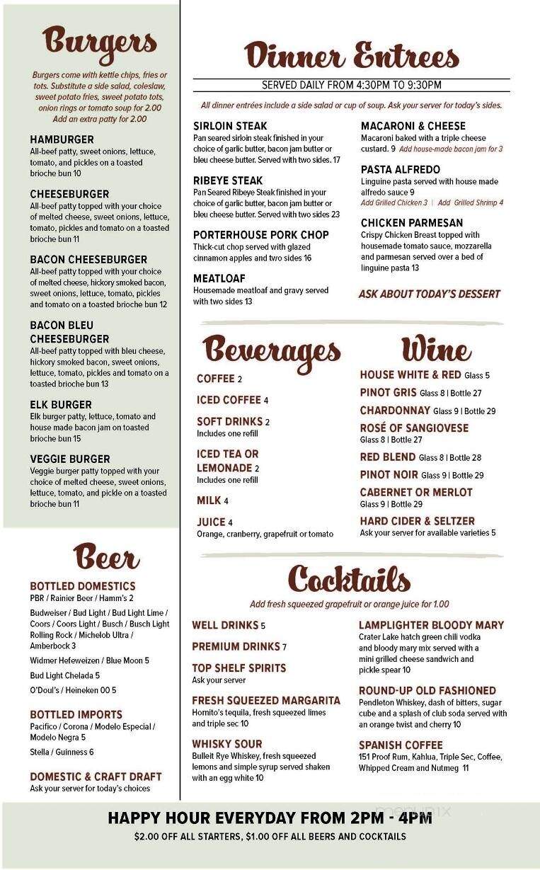 Lamplighter Inn - Oakland, OR menu_pic