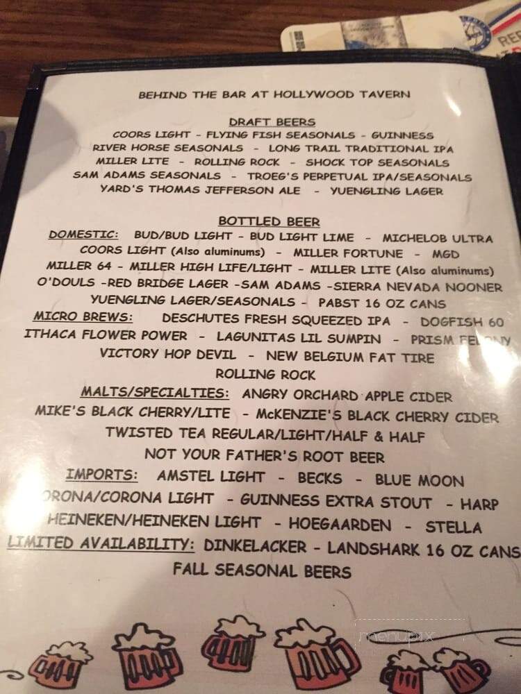 Hollywood Tavern - Jenkintown, PA menu_pic