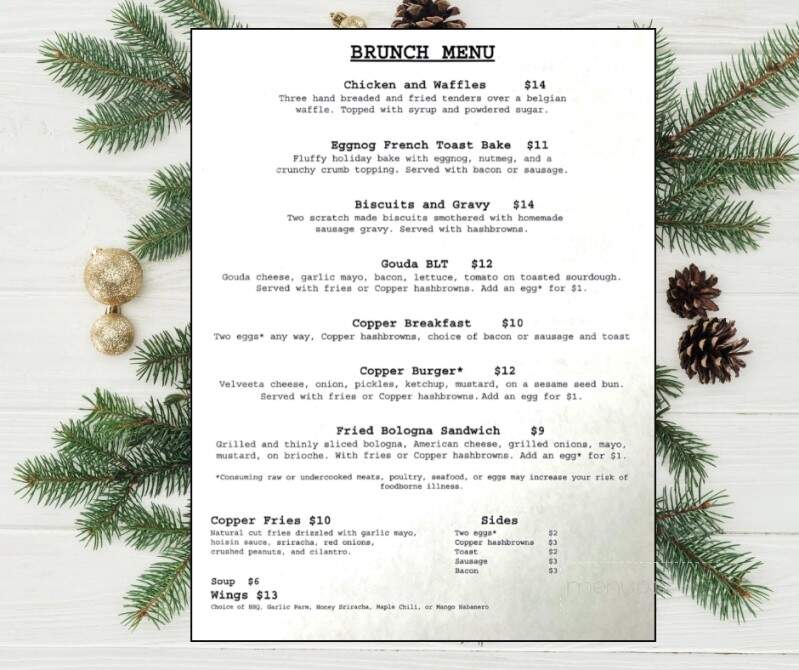 Copper Bar - Marshall, MI menu_pic