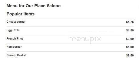 Our Place Saloon - Ocala, FL menu_pic