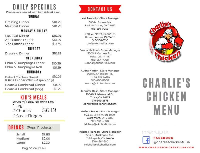 Charlie's Chicken of Claremore - Claremore, OK menu_pic