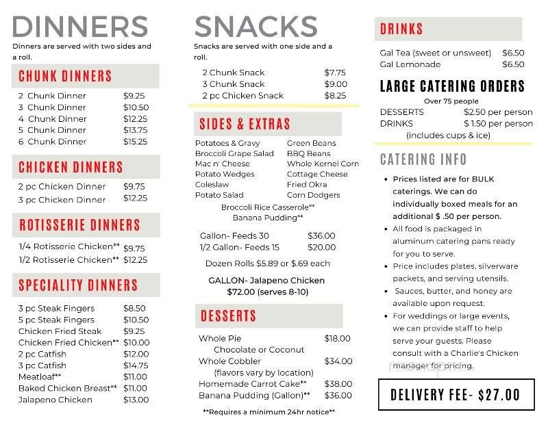 Charlie's Chicken of Claremore - Claremore, OK menu_pic