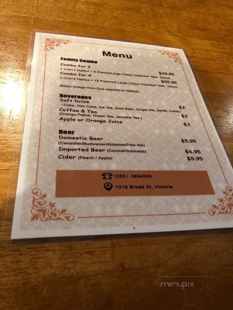 Old Vic Fish & Chips - Victoria, BC menu_pic