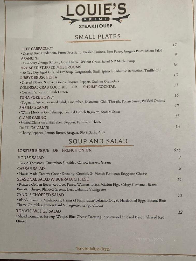 Louie's Prime Steakhouse - Lake Harmony, PA menu_pic