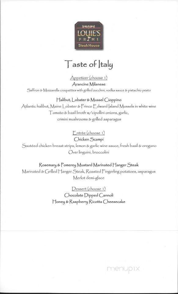 Louie's Prime Steakhouse - Lake Harmony, PA menu_pic