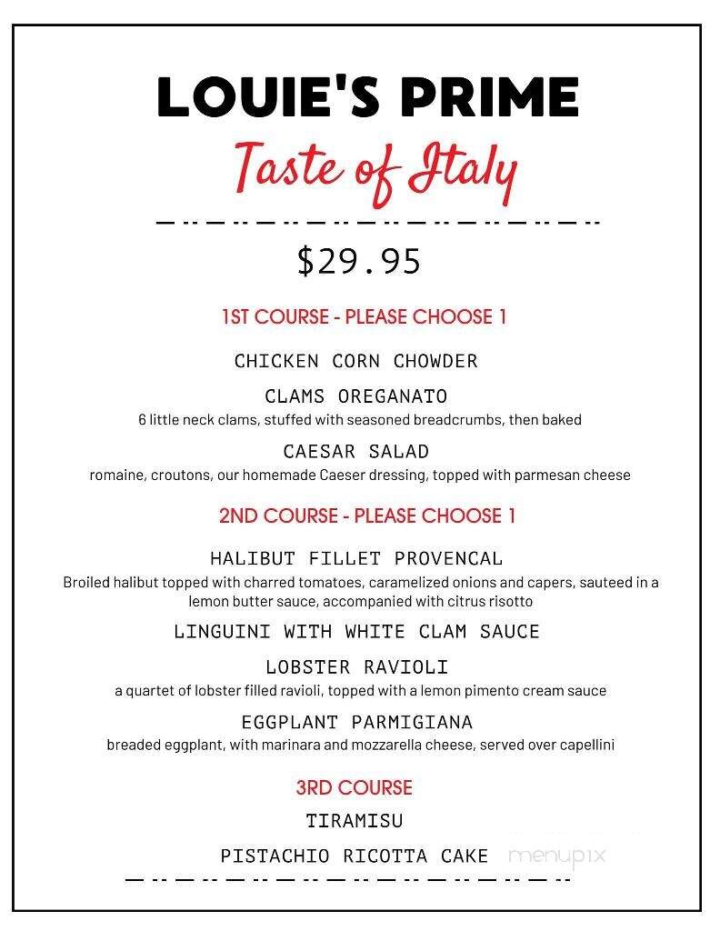 Louie's Prime Steakhouse - Lake Harmony, PA menu_pic
