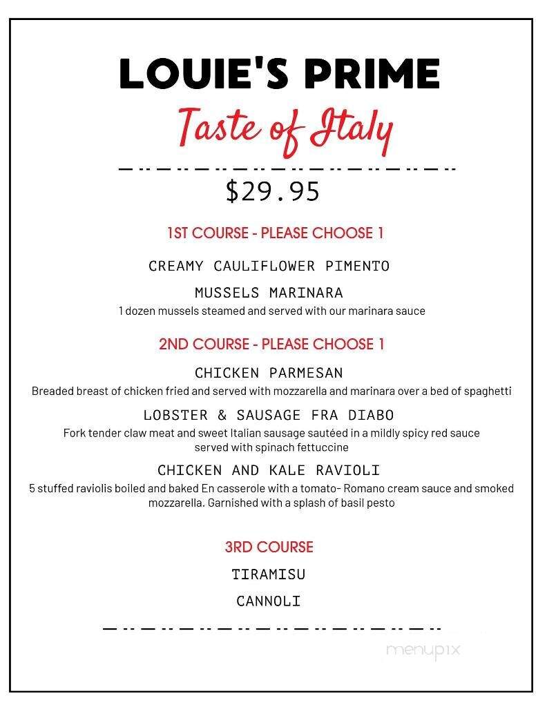 Louie's Prime Steakhouse - Lake Harmony, PA menu_pic