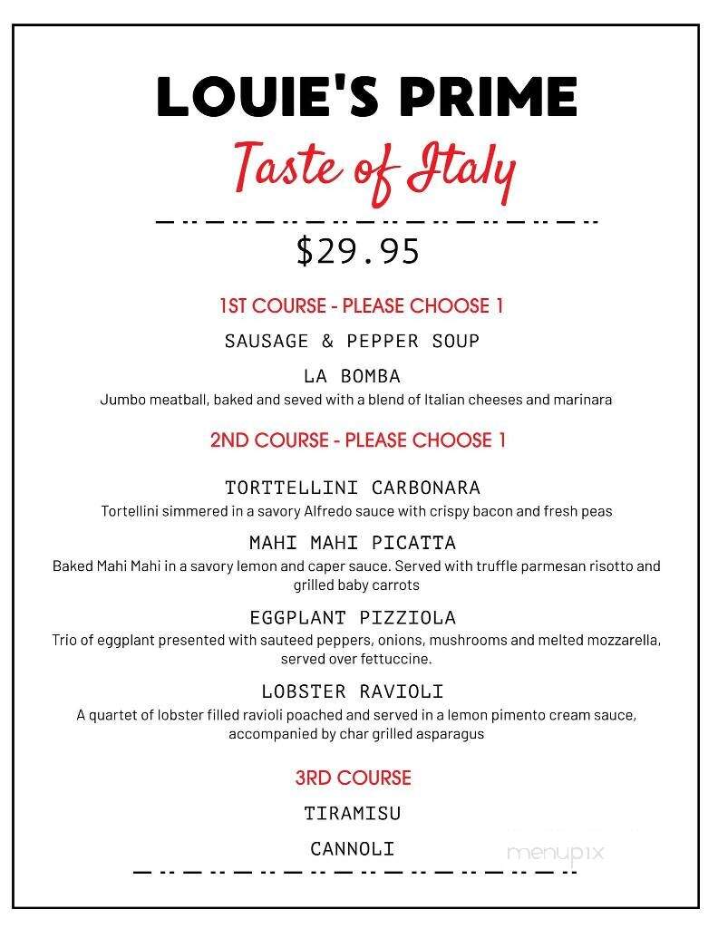 Louie's Prime Steakhouse - Lake Harmony, PA menu_pic