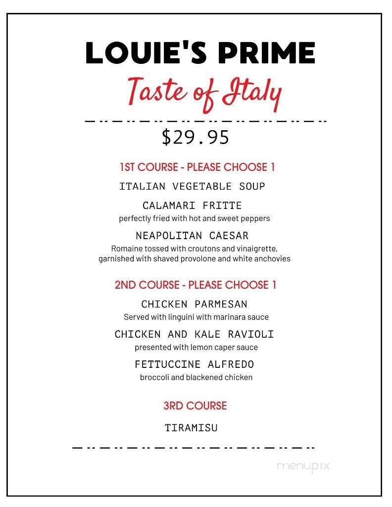 Louie's Prime Steakhouse - Lake Harmony, PA menu_pic