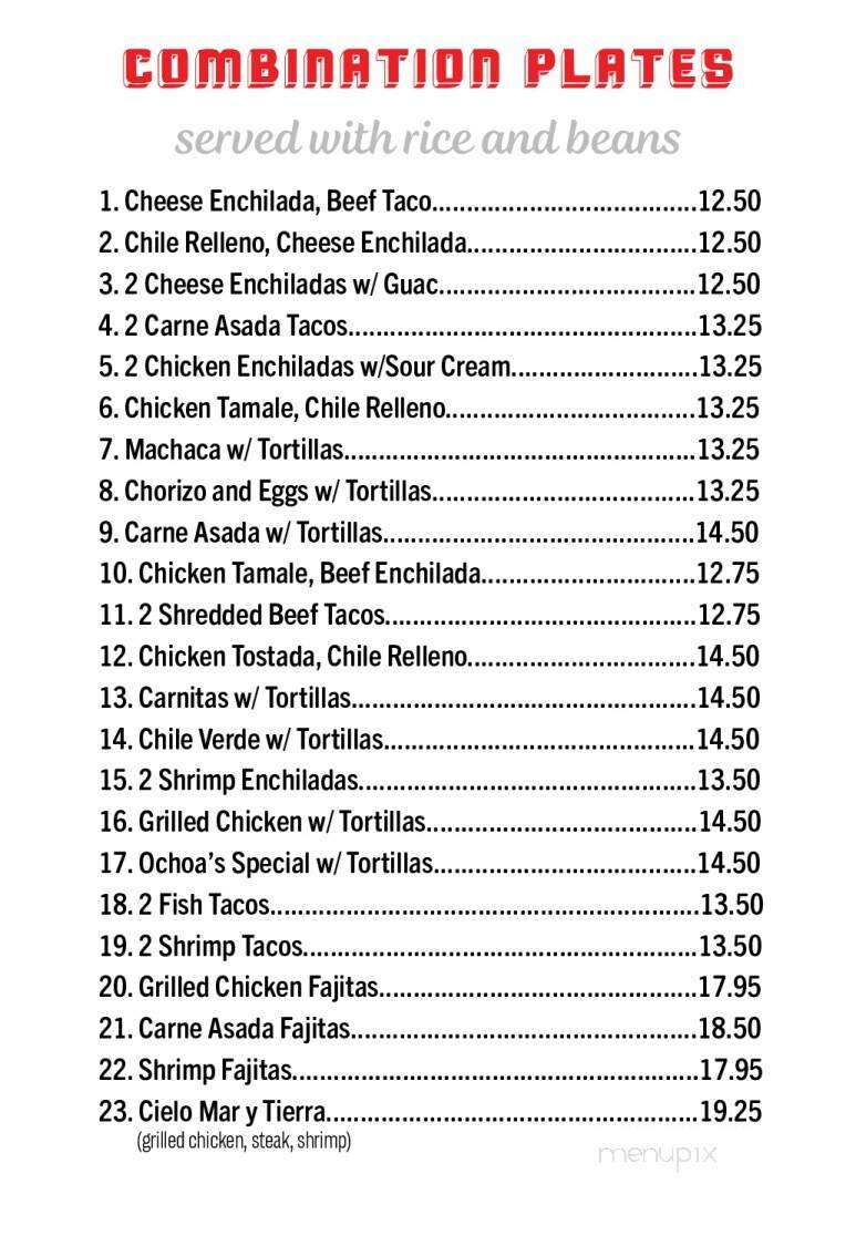 Ochoa's Mexican Restaurant - Sebastopol, CA menu_pic