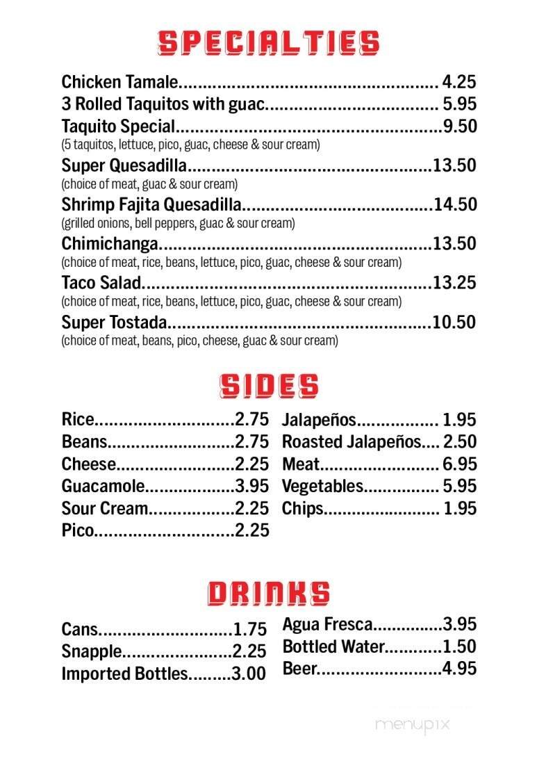 Ochoa's Mexican Restaurant - Sebastopol, CA menu_pic