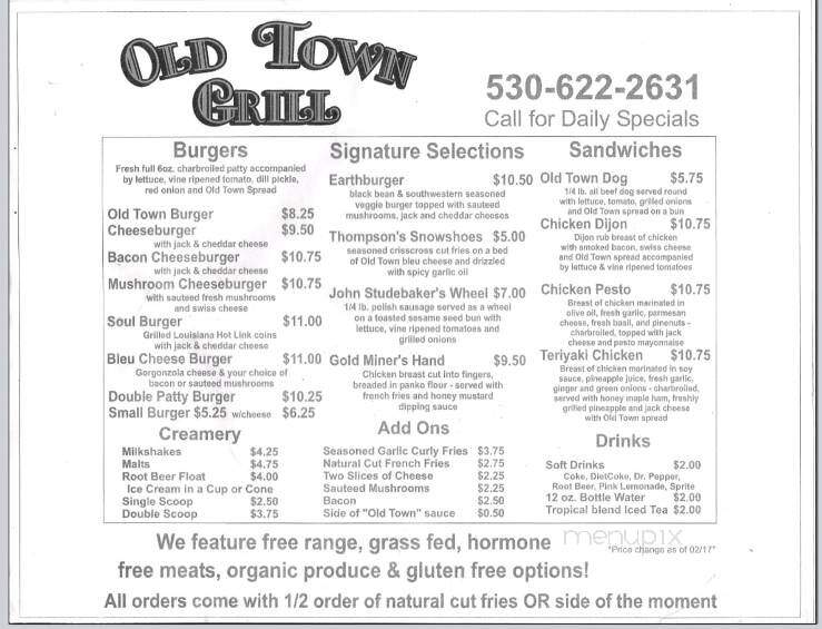 Old Town Grill - Placerville, CA menu_pic
