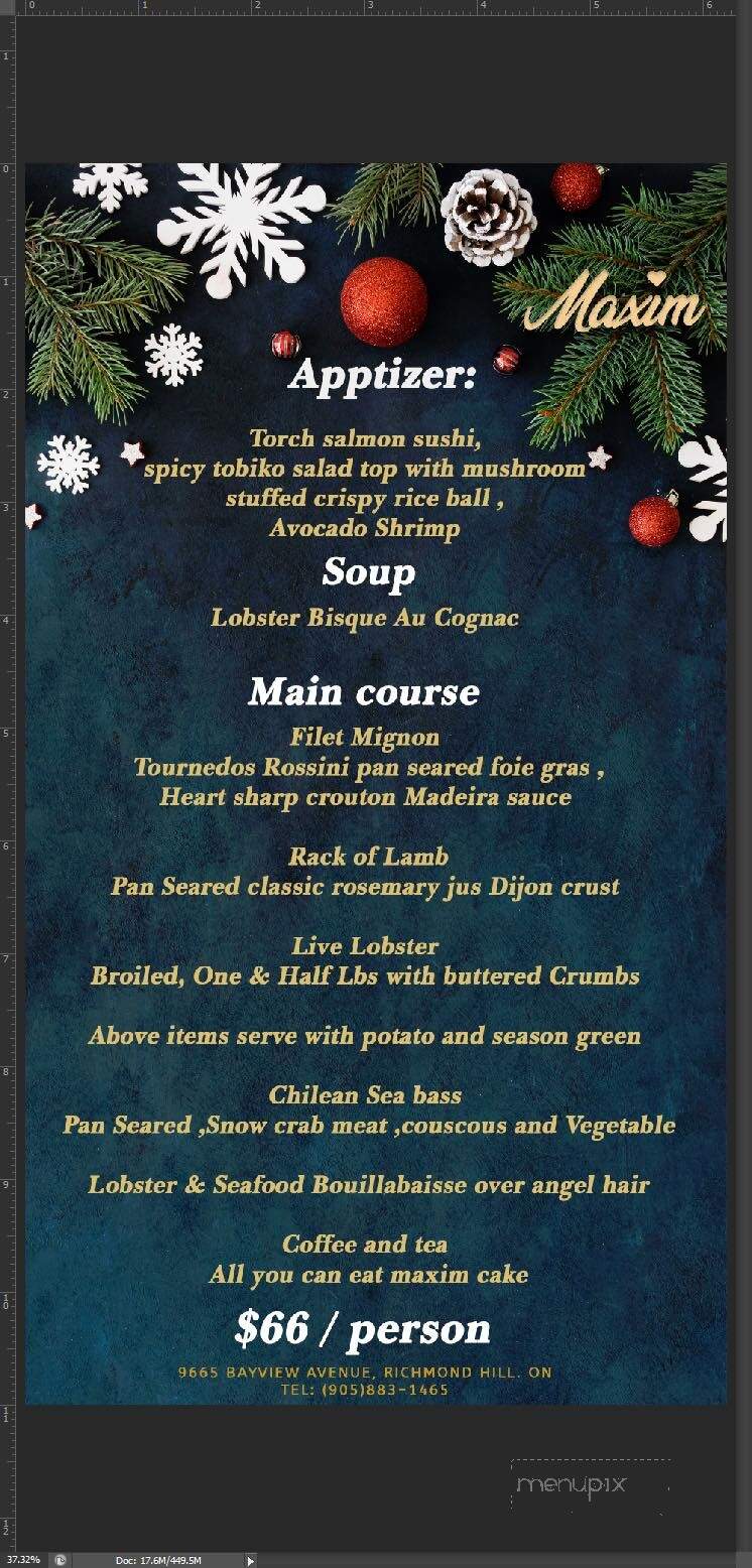 Maxim Bakery & Restaurant - Richmond Hill, ON menu_pic