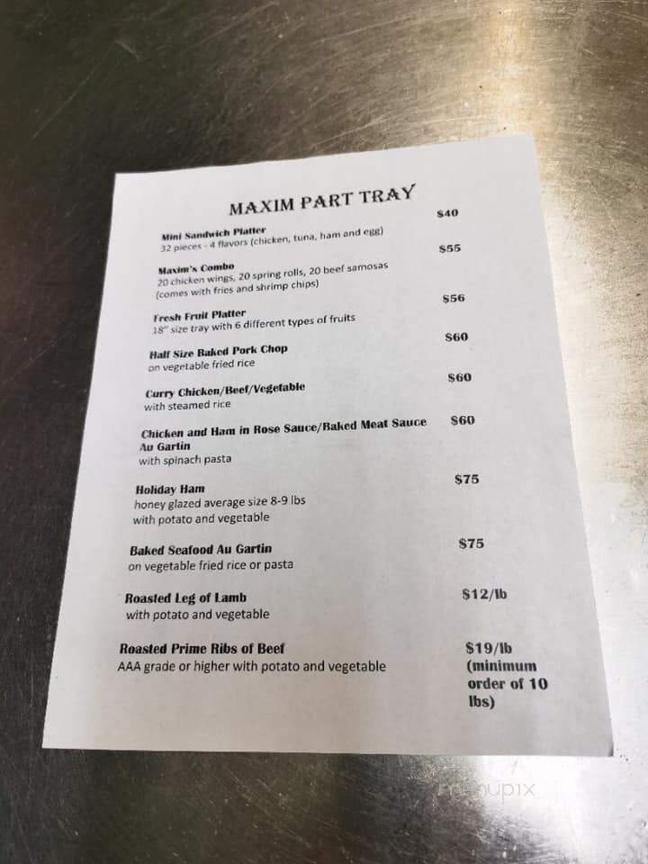 Maxim Bakery & Restaurant - Richmond Hill, ON menu_pic