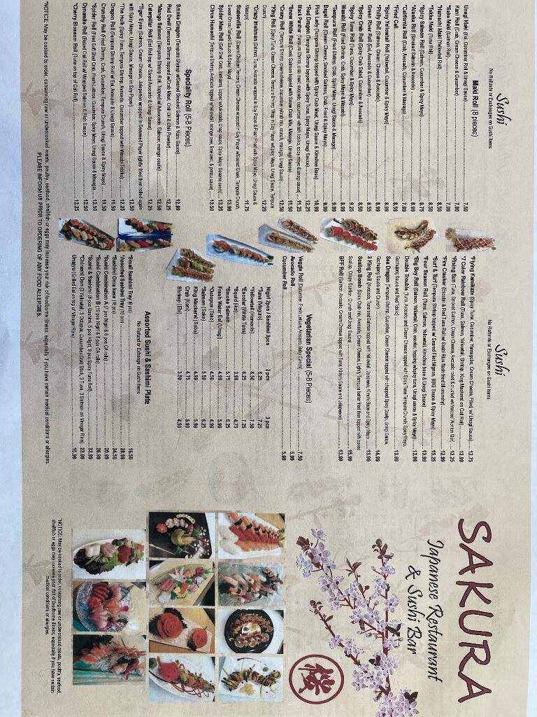 Sakura Japanese Restaurant & Sushi Bar - Statesville, NC menu_pic