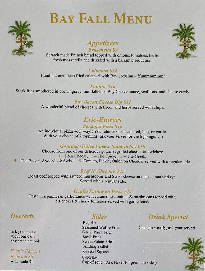 Eric's Bay View Grill - Aurora, IN menu_pic