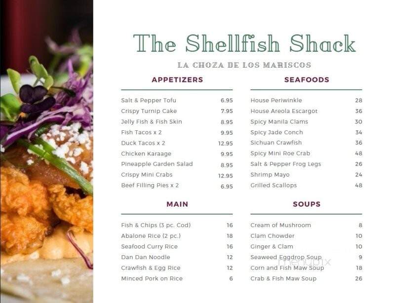 The Shellfish Shack - Richmond, BC menu_pic