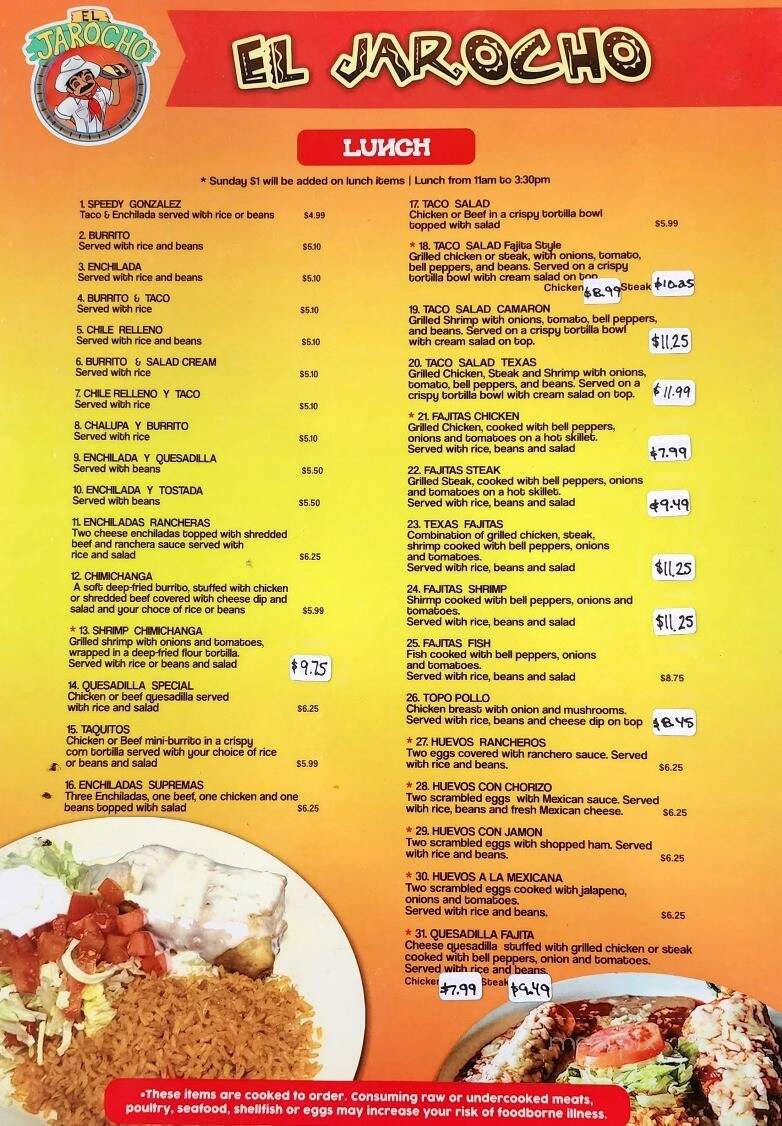 El Jarocho - Statesville, NC menu_pic