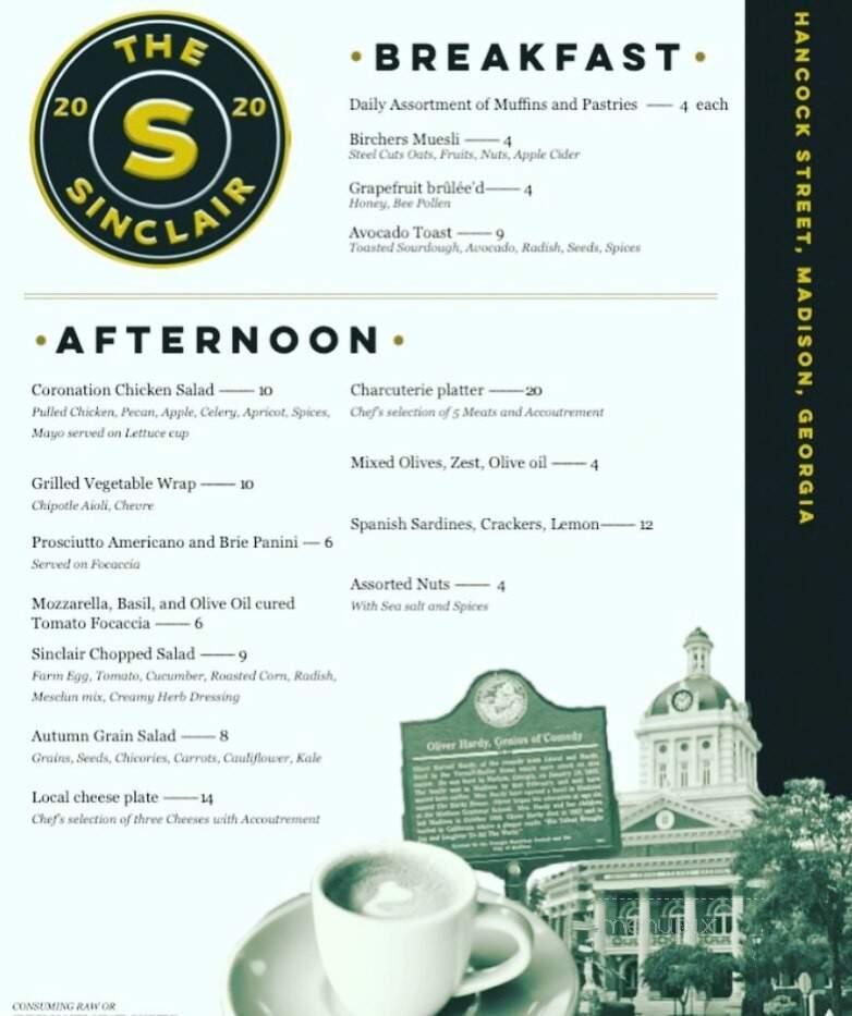 The Sinclair - Madison, GA menu_pic