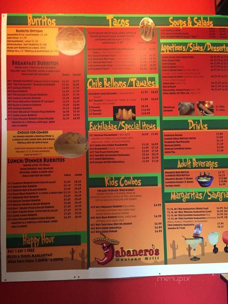 Jabanero's Mexican Grill - Aurora, CO menu_pic