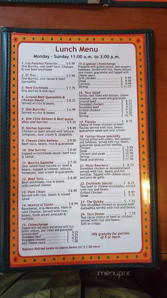 Los Panchos - Terrytown, LA menu_pic