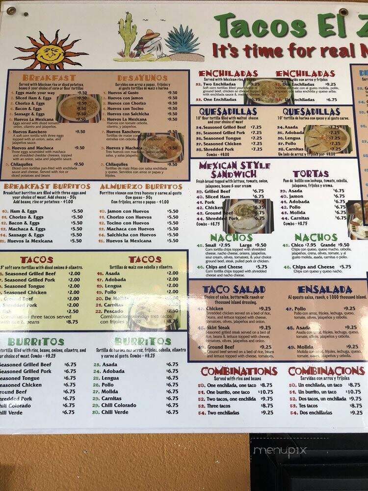 Tacos El Zarape - Ontario, OR menu_pic