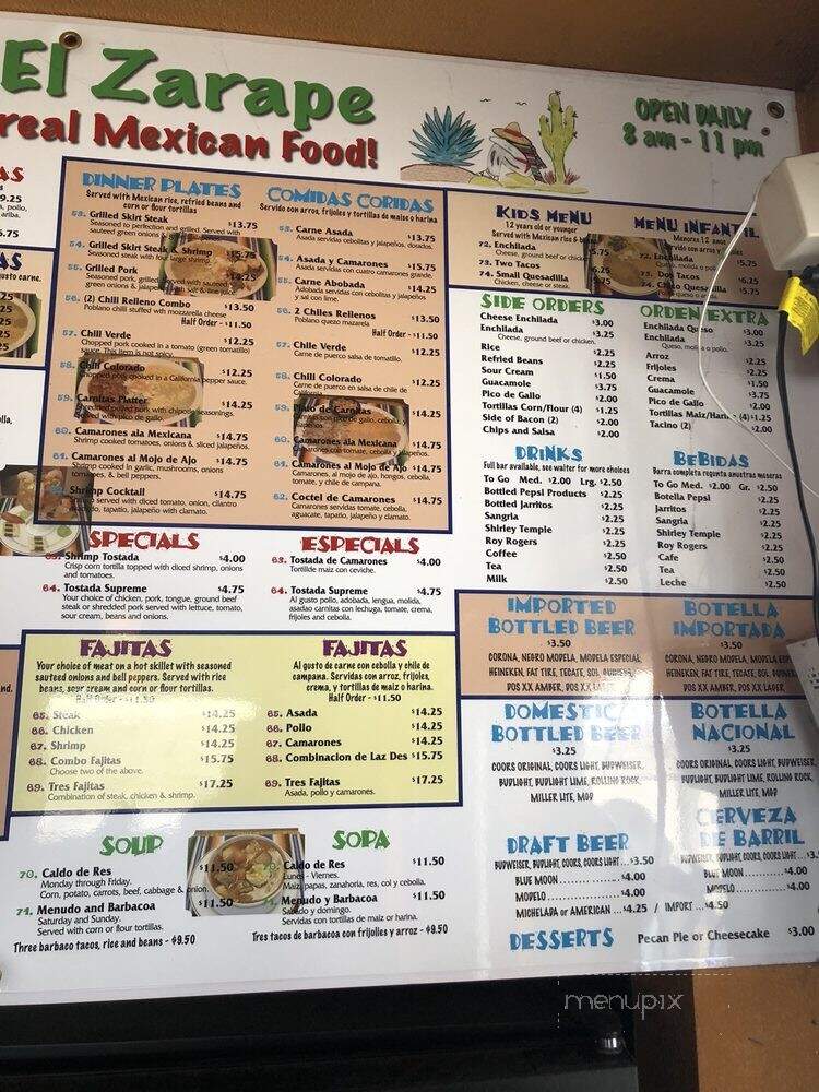 Tacos El Zarape - Ontario, OR menu_pic