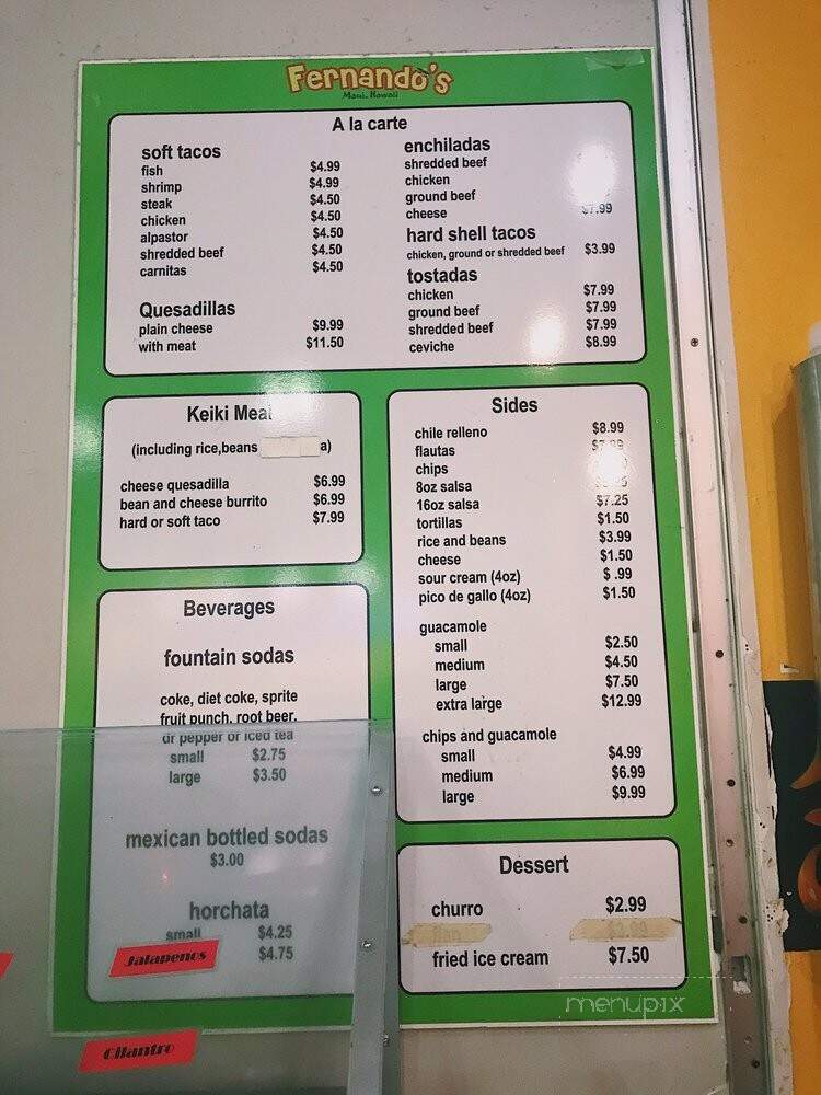 Fernandos - Kahului, HI menu_pic