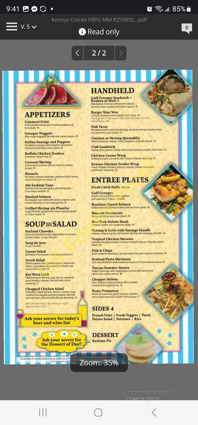 Kenny's Korner Inn - Redington Shores, FL menu_pic