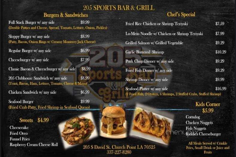 205 Tavern - Church Point, LA menu_pic