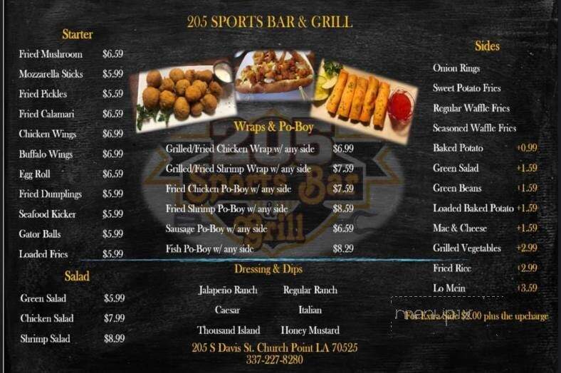 205 Tavern - Church Point, LA menu_pic