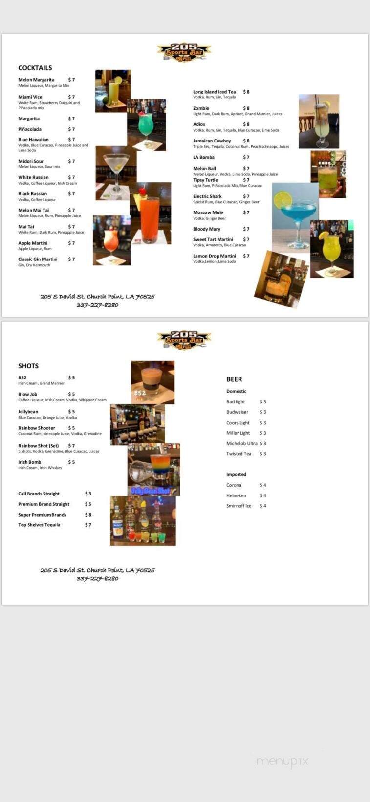 205 Tavern - Church Point, LA menu_pic