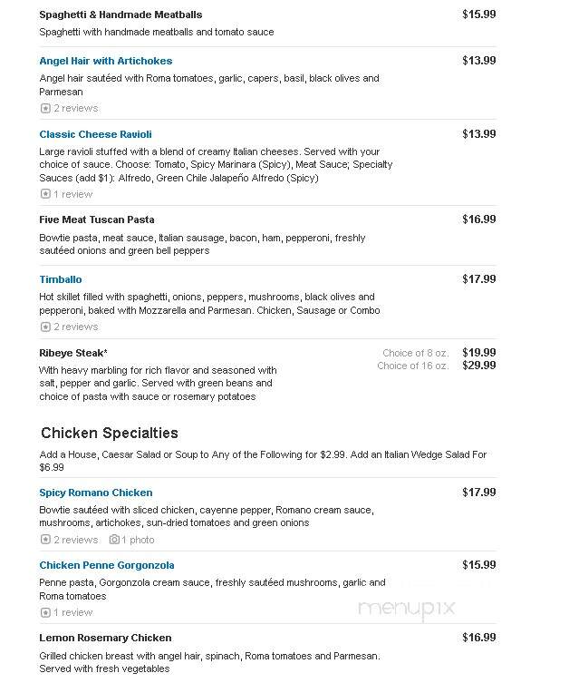 Johnny Carino's Italian - Sioux Falls, SD menu_pic