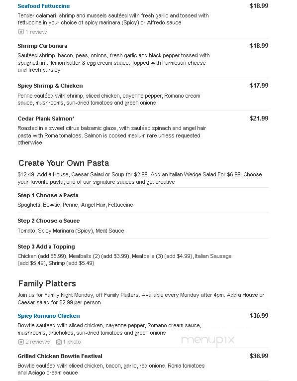 Johnny Carino's Italian - Sioux Falls, SD menu_pic