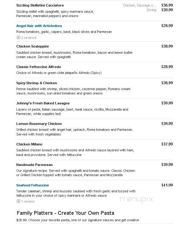 Johnny Carino's Italian - Sioux Falls, SD menu_pic