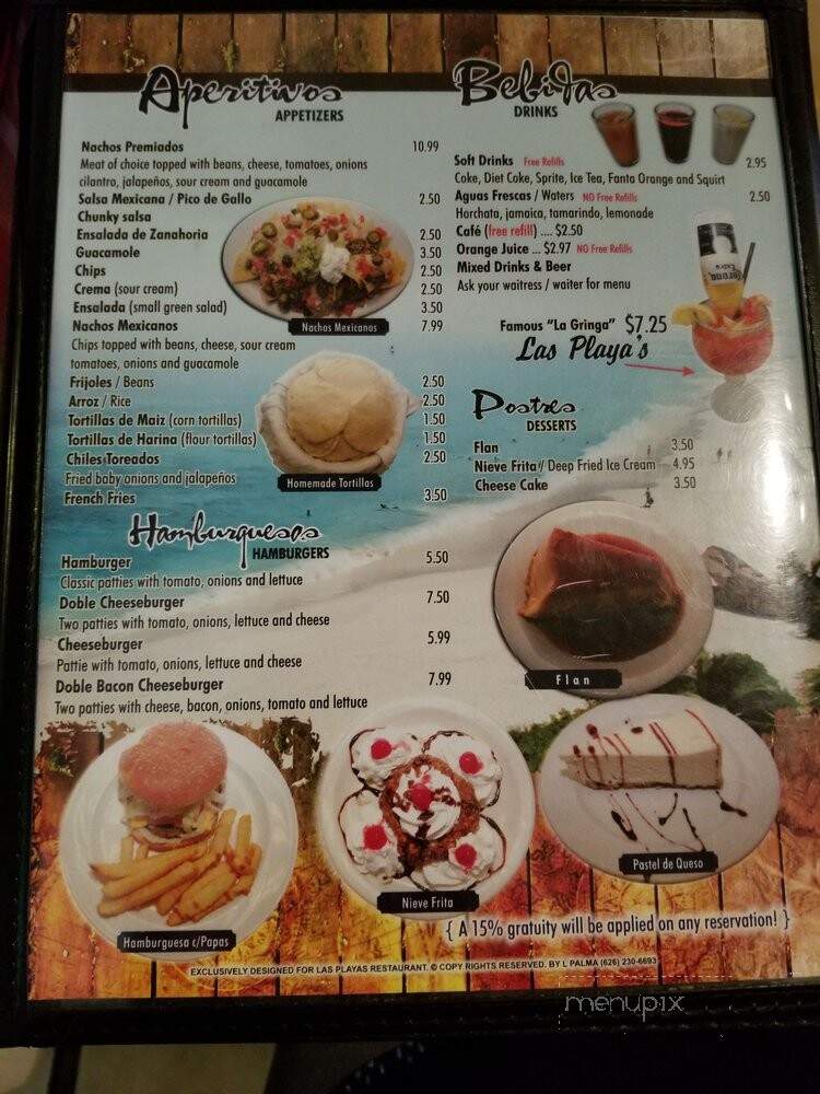 Las Playas Restaurant - Tulare, CA menu_pic