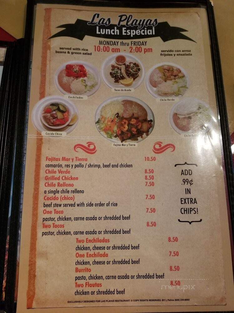 Las Playas Restaurant - Tulare, CA menu_pic