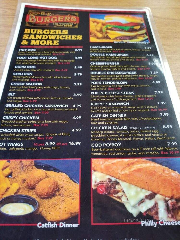 G&E Burgers - Williamsburg, KY menu_pic