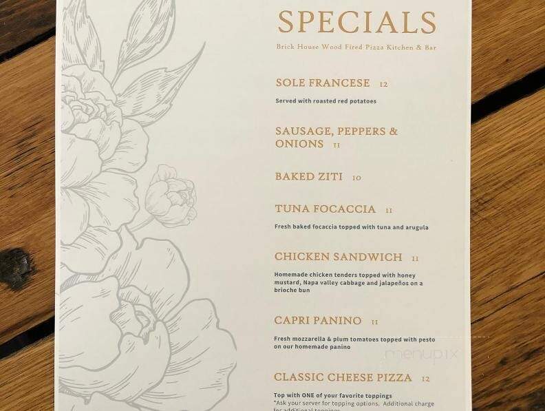 Brick House Wood Fired Pizza Kitchen & Bar - Ridgefield, CT menu_pic