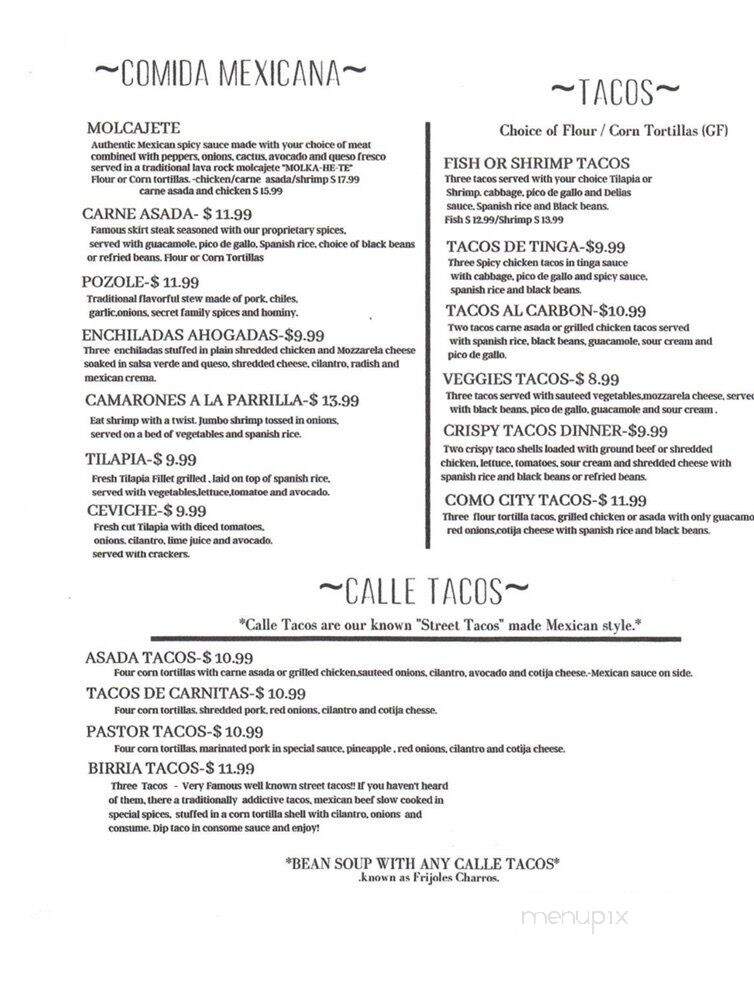 Delia's Mexican Grill - Columbia, MO menu_pic