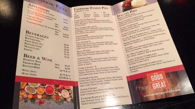 Tandoori Pizza - San Ramon, CA menu_pic