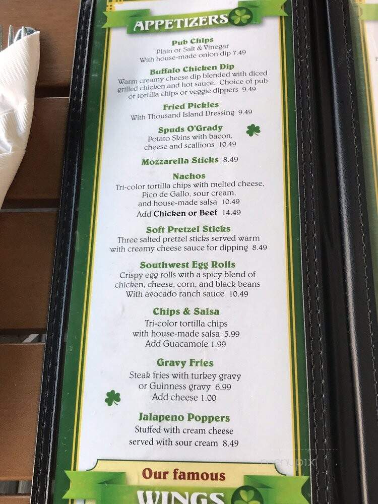 McGillicuddy's Irish Pub - Waterbury, VT menu_pic