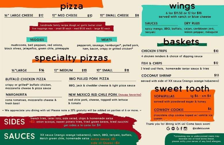 Sidekixx - Truth or Consequences, NM menu_pic