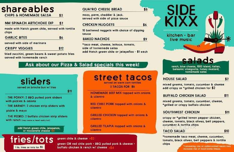 Sidekixx - Truth or Consequences, NM menu_pic