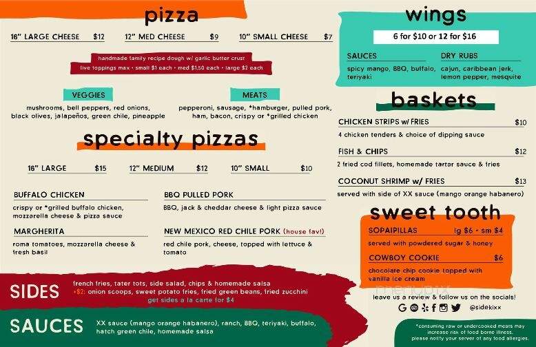 Sidekixx - Truth or Consequences, NM menu_pic