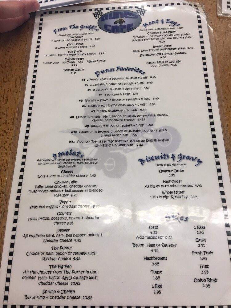 Dunes Cafe - Florence, OR menu_pic