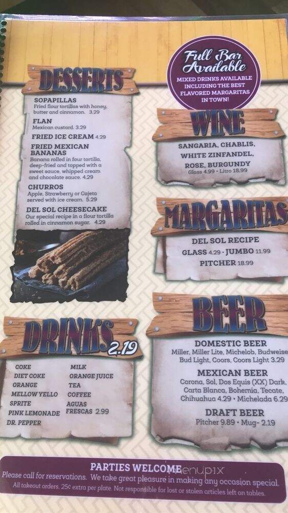 Del Sol - Lumberton, NC menu_pic