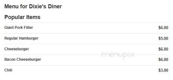 Dixie's Diner - Norborne, MO menu_pic