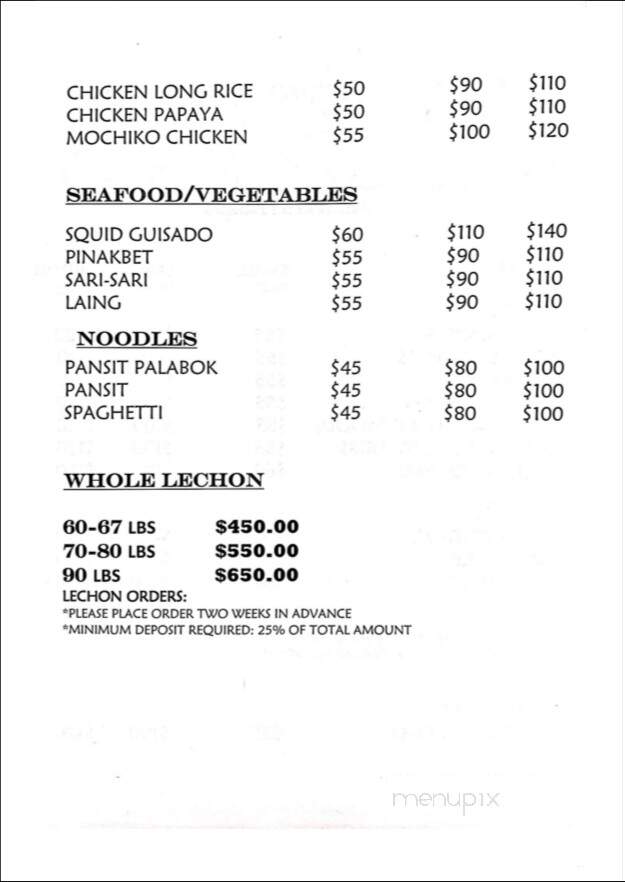 Bebot Fastfood Restaurant - Waipahu, HI menu_pic
