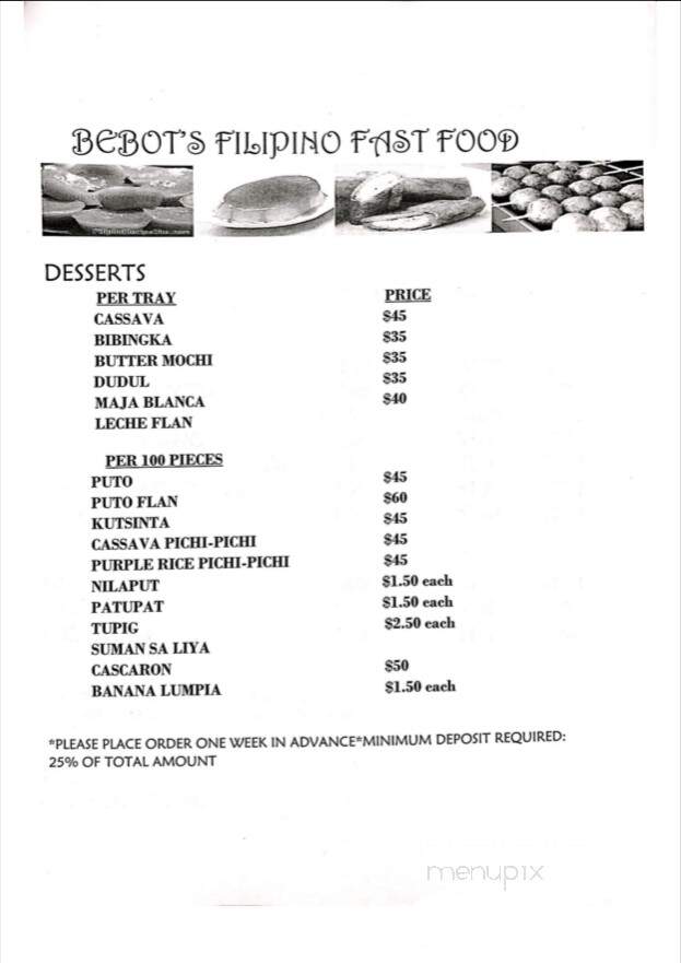 Bebot Fastfood Restaurant - Waipahu, HI menu_pic